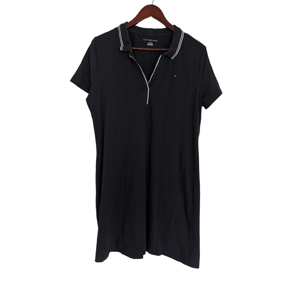 Tommy Hilfiger Navy Blue Polo Dress Short Sleeve Preppy Nautical XL Tenniscore